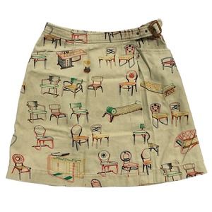 Postmark Anthropologie Antique Chairs Canvas Wrap A Line Skirt